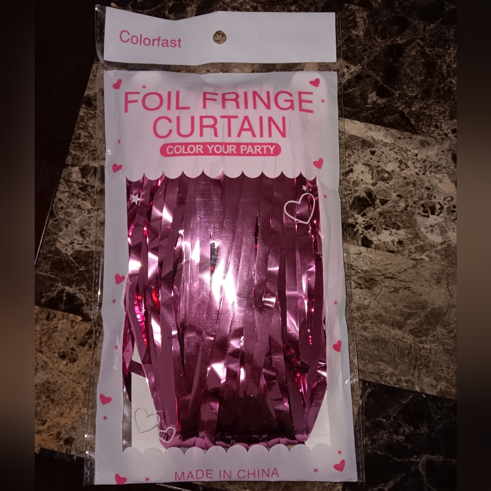 Pink foil curtain streamer